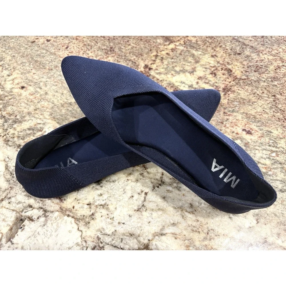 Mia Size 7 M KERRI Navy Textile Slip On Flats / Loafers‎ Women's Shoes
